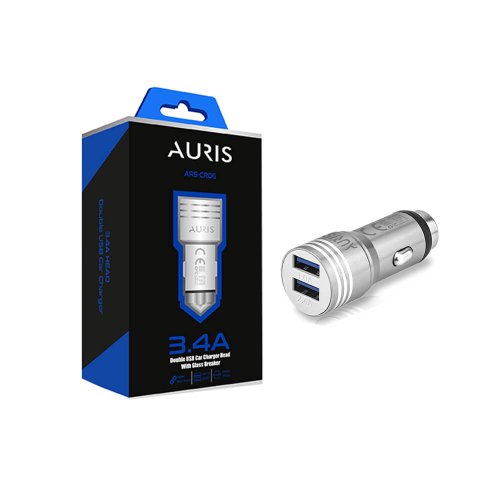 Auris CR06 Metal Araç Şarj Başlığı Kafası 3.4A